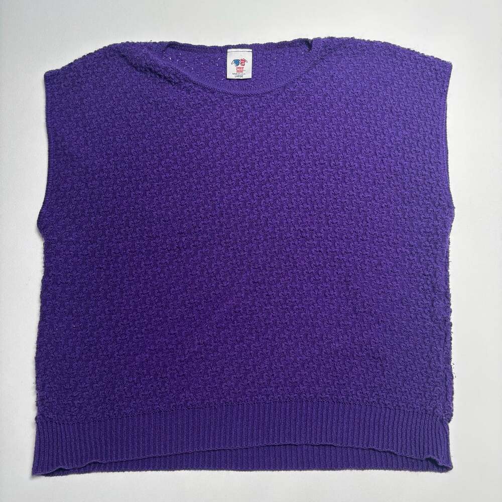 Vintage Women’s Size Large Sweater Bazaar Purple Knit Vest